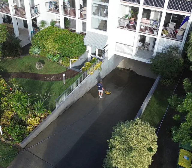 Body corporate pressure washing at a Gold Coast apartment complex